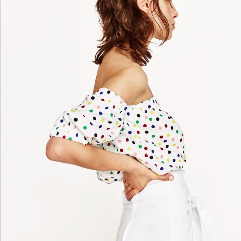 ZARA Puffy Polka Dot Top